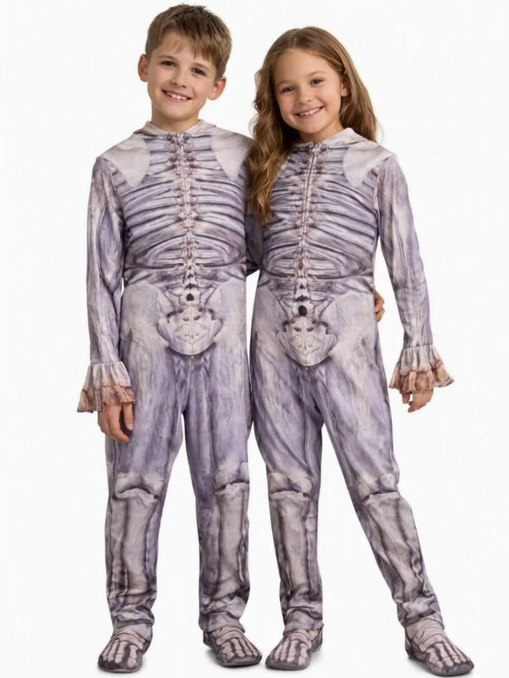 Kids Skeleton Costume Gender Neutral Purple White Size 8 Halloween